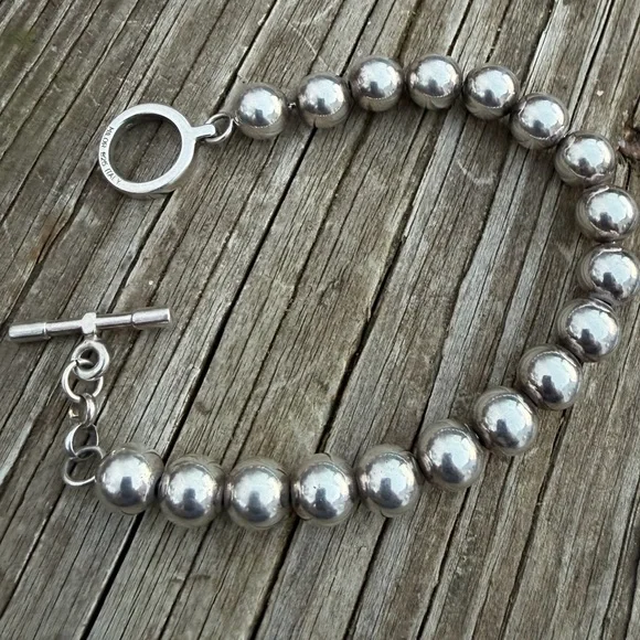 Vintage Milor 925 Italy Silver Ball Bracelet 7”-8” Toggle Clasp Preowned - Picture 2 of 14